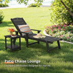 LUE BONA Outdoor Chaise Lounge Chairs Set of 4, HDPS Chaise Lounger, 5 Positions Adjustable Lounge Chairs, Pool Lounge Chair with Wheels for Poolside, Black