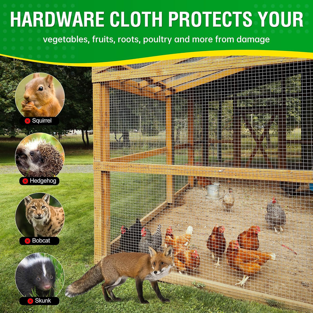 Dynabyte Hardware Cloth 1/2 inch Mesh 4 ft X 100 ft 19 Gauge | Hot-Dip Galvanized, Chicken Wire Fencing, Chicken Wire Mesh Roll, Garden Wire Mesh