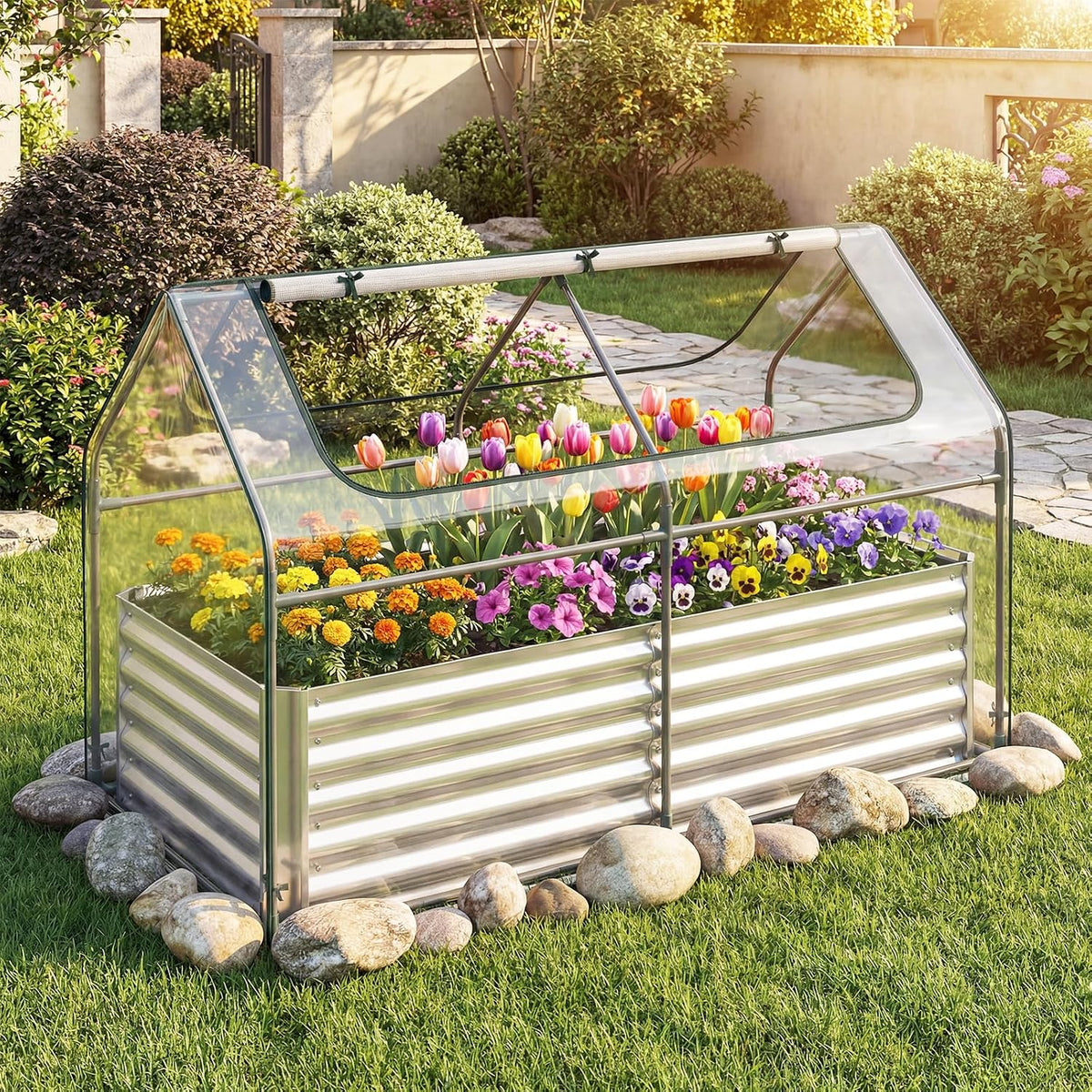 s afstar 3-in-1 raised garden bed with greenhouse, main product view