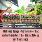 LaLaGreen Wall Planter - 4 Pack, 30 Inch Large Black Window Flower Basket Boxes Outdoor Attach House, Rectangular Deck Railing Hanging Pot with Coco Liner Over Rail Fence Balcony Patio Porch