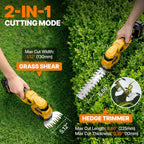 ogery 21v cordless hedge trimmer & grass shears shown in use