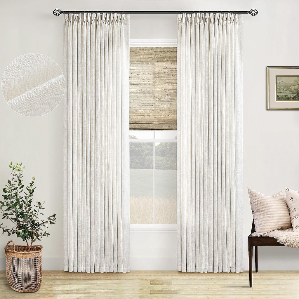twodrapes natural pinch pleated linen curtains 96 inches, main product view