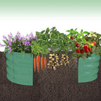 2-Pack Galvanized Raised Garden Bed, 4x4x1ft Outdoor Planter Box with Open Base for Herbs, Veggies & Flowers. Rust-Resistant Raised Garden Beds , Ground-Connected Design for Deep Root Growth, Green