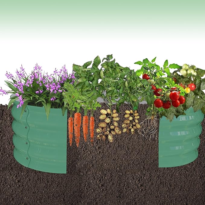 Garvee 2 Pack Galvanized Raised Garden Bed, Outdoor Planter Box with Open Base for Herbs, Veggies & Flowers. Rust-Resistant Raised Garden Beds, Ground-Connected Design for Deep Root Growth