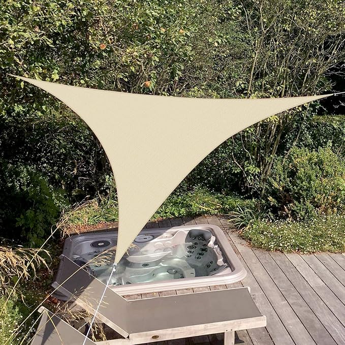 Patio Paradise 10' x 10' x 10' Sun Shade Sail Triangle Canopy Shade Cloth Fabric Sunlight Block Patio Pergola Cover HDPE Deck Awning for Outdoor Backyard Roof Shading, Sand