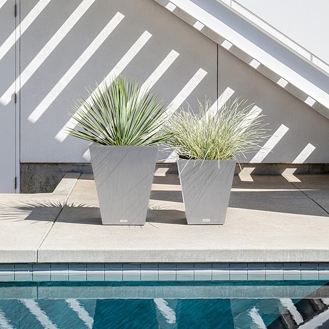 Veradek Pure Series Nobleton Plastic Planter - Large Pots for Indoor or Outdoor Porch/Patio | Durable All-Weather Use with Drainage Holes | Modern Planter Décor for Flowers, Shrubs, Trees