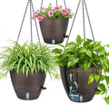 zmtech 12/10/8 inch self watering hanging planter, bronze, main product view