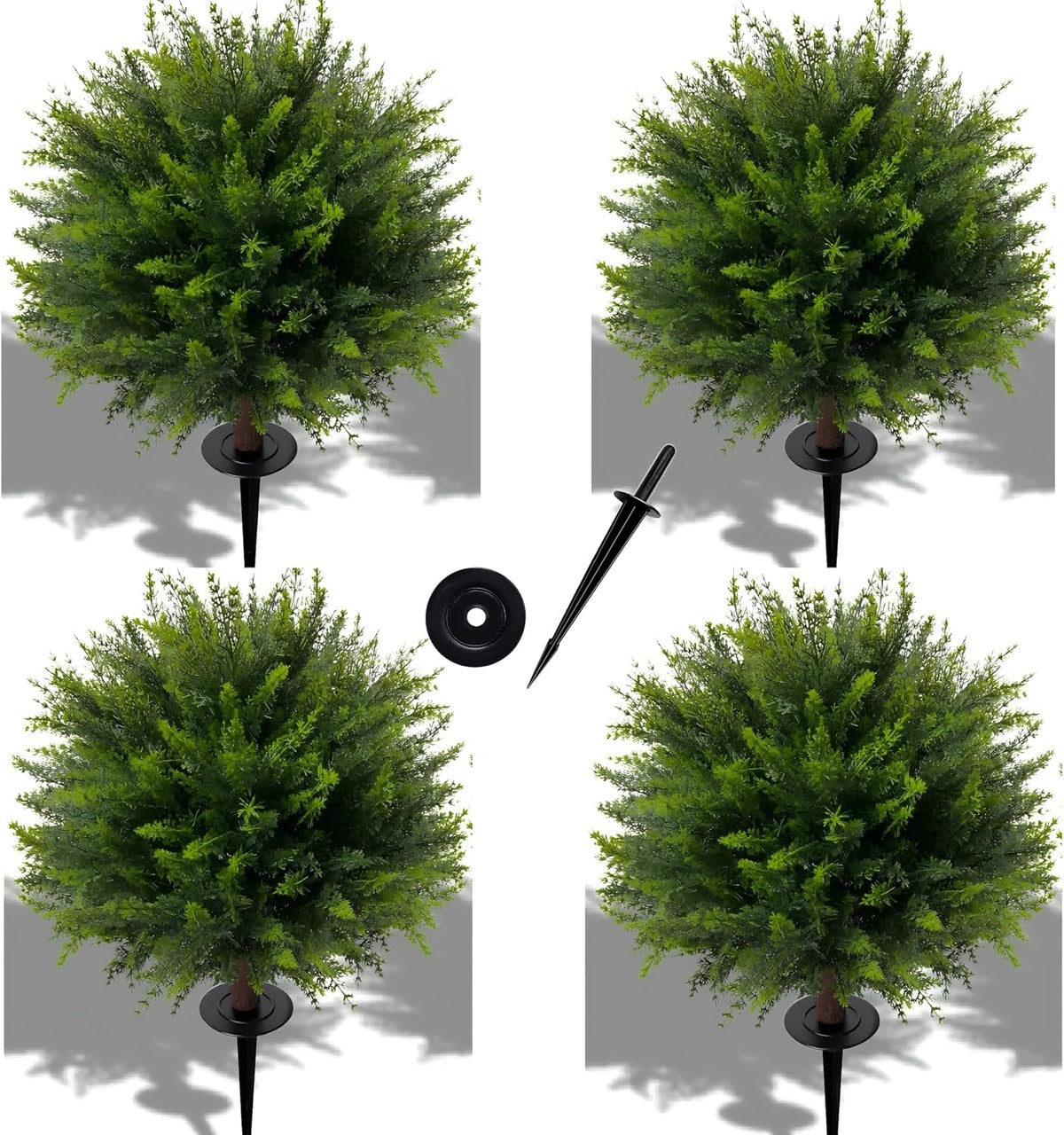 24.5'' artificial cedar topiary ball trees, 4 pack, main product view