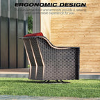 Joyside Wicker Patio Furniture Sets, 6 Pieces Upgraded Large Size Outdoor Furniture with Swivel Rocking Patio Chairs, Two 3-Seat Sofa, Fire Table, Coffee Table, Thick Cushions, Wide Armrest, Red