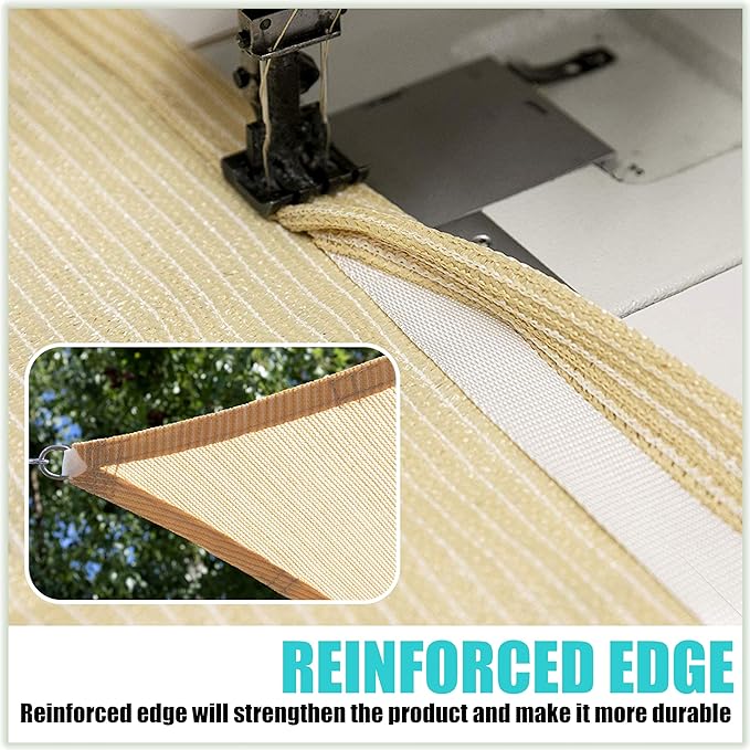 Amgo Custom Size 11' x 14' x 17.8' Sand Beige Right Triangle Sun Shade Sail UPF50+ AGTAPRT12, Order to Make Canopy Awning, 95% UV Blockage, Water & Air Permeable, Commercial Standard (We Customize)