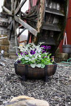 The HC Companies Whiskey Barrel Planter Bowl - Faux Wooden Finish Flower Planter Pot - Decorative Garden Pots - Indoor & Outdoor Resin Planters - Weather-Resistant Planting Pots (16" Golden Oak)