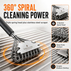 18 Inch Bristle Free Grill Brush, BBQ Cleaner with Spiral Spring Head, Steel Scraper