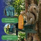 Hunter Green Adirondack Chair Squirrel Feeder | Metal Chair Holds 1 Corn Cob or Orange Slice - Mounts to Any Tree or Post, Attracts Squirrels, Orioles and Blue Jays