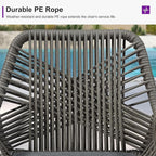 PURPLE LEAF Outdoor 24" Counter Height Bar Stools Chair Set of 2, All Weather Rattan and Aluminum Patio Bar Stool with Cushion for Indoor and Outdoor, Kitchen Island, Smoke Grey