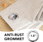 H.VERSAILTEX Linen Blackout Curtains 63 Inches Long, Full Blackout Thermal Insulated Textured Linen Look Curtain Draperies Anti-Rust Grommet with White Liner, 2 Panels, Natural