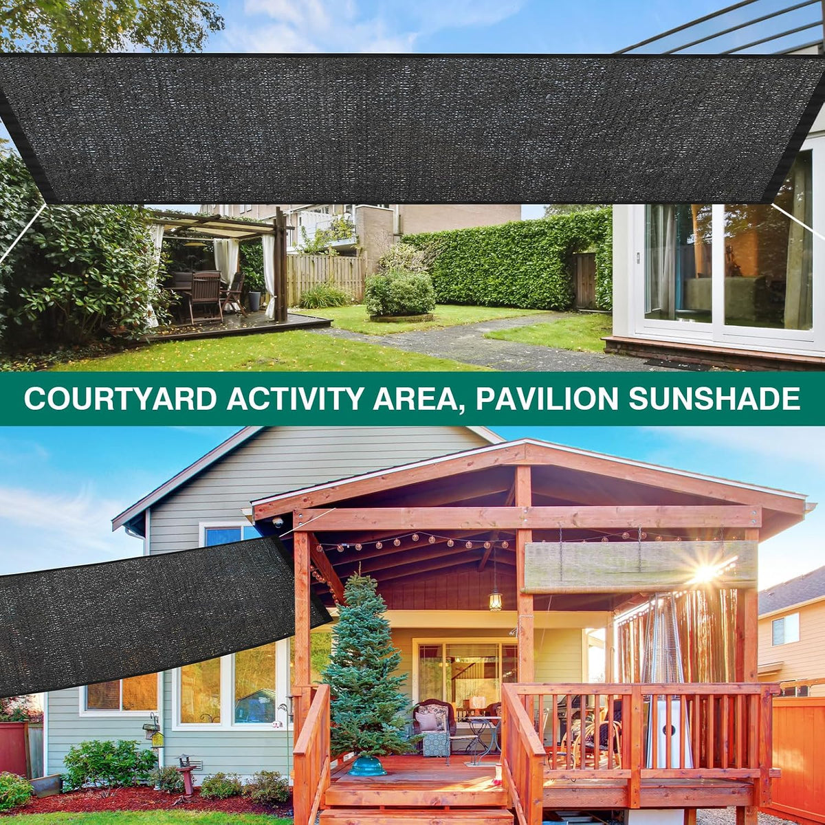80% shade cloth 10 x 20 ft black, front angle view