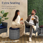 Best Choice Products Round Wicker Ottoman, Multipurpose Outdoor Furniture for Patio, Backyard, Additional Seating, Footrest, Side Table w/Storage, Removable Cushions – Brown/Beige