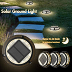 Solar Ground Lights, Outdoor Solar Deck Light, Flat Disc Lights, Waterproof Landscape Light for Garden Lawn Yard Fence Pathway - Durable Aluminum Frame with a Sturdy Metal Stake