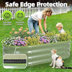 G GOOD GAIN Galvanized Metal Raised Garden Bed Kit - 4x2x1FT Outdoor Planter Box with Safety Edging and Gloves for Vegetables, Fruits, Flowers(OliveGreen, 2PC)