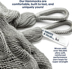 Handwoven Hammock by Yellow Leaf Hammocks - Family Size, Fits 2+ PPL, 550lb max - Weathersafe, Super Strong, Easy to Hang, Ultra Soft, Artisan Made - Color: Grey