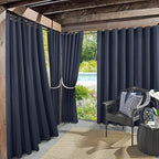 Sun Zero Marina Indoor/Outdoor UV Protectant Energy Efficient Grommet Curtain Panel, 54" x 95", Navy Blue