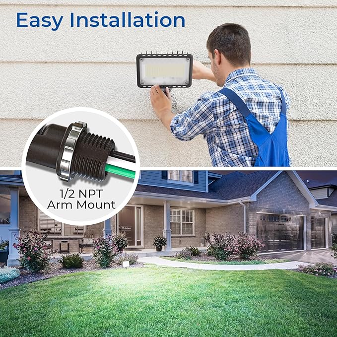 CINOTON 120W LED Flood Lights Outdoor, IP65 Waterproof Exterior Security Wall Lights with 180°Knuckle, 16800LM 120V Outside Aluminum Lighting Fixture for Courtyard Barn Garage 5000K 4 Pack, UL Listed