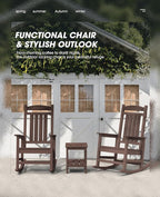 KINGYES HDPE Outdoor Rocking Chair Set of 4, All-Weather Poly Patio Rocking Chairs with 330lbs Support for Adults, Coffee Brown