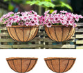 LaLaGreen Wall Hanging Planters (12 Inch, 2 Pack) Wall Mounted Flower Baskets with Coco Liner, Metal Iron Wire Plant Holder for Outdoor Window Box Herb Outside Fence Railing Deck Porch Balcony Garden