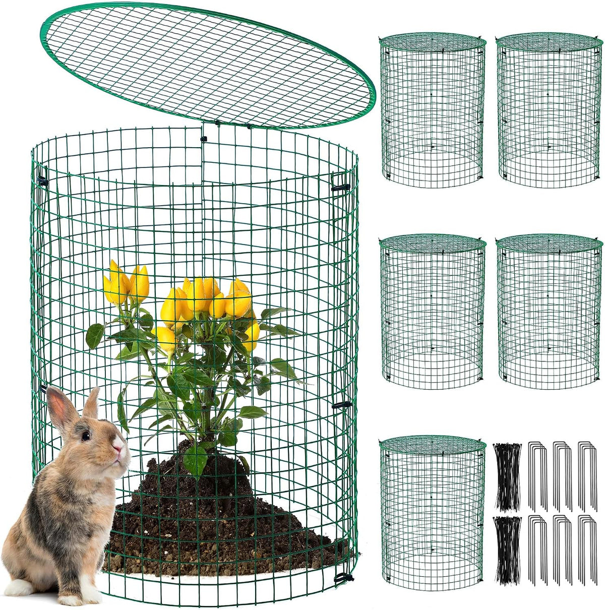 hiboom 6 pack garden plant protectors from animals, main product view