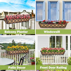 4pcs 30 Inch Window Deck with Coco Liner, 30" Window Boxes Horse Trough with Coconut Coir Liner, Metal Hanging Flower Planter Basket Deck Railing Planter Boxes for Outdoor Indoor Lawn