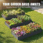 INNO STAGE 2 Pcs 8×4×1ft Galvanized Raised Garden Bed Kit, Galvanized Planter Raised Garden Boxes Outdoor, Large Metal Raised Garden Beds for Vegetables, Flowers, Herbs, and Succulents, Grey