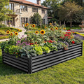 YITAHOME 8x4x1.5 ft Galvanized Raised Garden Bed Kit, Large Metal Planter Box with Gloves, Safety Rubber & Support Rod, Outdoor Flower Bed for Plants Vegetables, Green