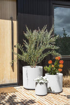 Veradek Demi Series Set of 3 Round Planters for Porch, Patio, Backyard | Durable Plastic-Concrete Material | Modern Décor for Tall Plants, Flower