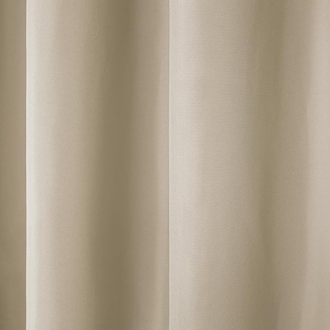 TOWN & COUNTRY BASICS Cabana Solid Heavyweight Indoor Outdoor Curtains, Light Filtering Opacity with Grommet Top, Water Repellent, 2-Pack Set, 54"x108", Taupe