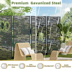 Casaphoria Metal Privacy Screen Outdoor, 72" H x 47" W Freestanding Decorative Privacy Screen for Patio Deck Balcony Garden with Stable Base, Brown-Shine