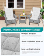 SERWALL HDPE Outdoor Rocking Chair Cushion Set of 2, Memory Foam Cushion Gray