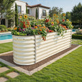 YITAHOME 24" Tall 9 in 1 Raised Garden Bed Kit,96x24 in Large Galvanized Metal Planter Box with Gloves, Safety Rubber & Support Rod, Outdoor Flower Bed for Plants Vegetables Flowers, White
