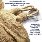 Handwoven Hammock by Yellow Leaf Hammocks - Double Size, Fits 1-2 PPL, 400lb max - Weathersafe, Super Strong, Easy to Hang, Ultra Soft, Artisan Made - Color: Natural Khaki