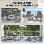 Outsunny 3 Piece Outdoor Rocking Bistro Set, Patio Folding Chair Table Set with Glass Coffee Table for Yard, Patio, Deck, Backyard, Grey
