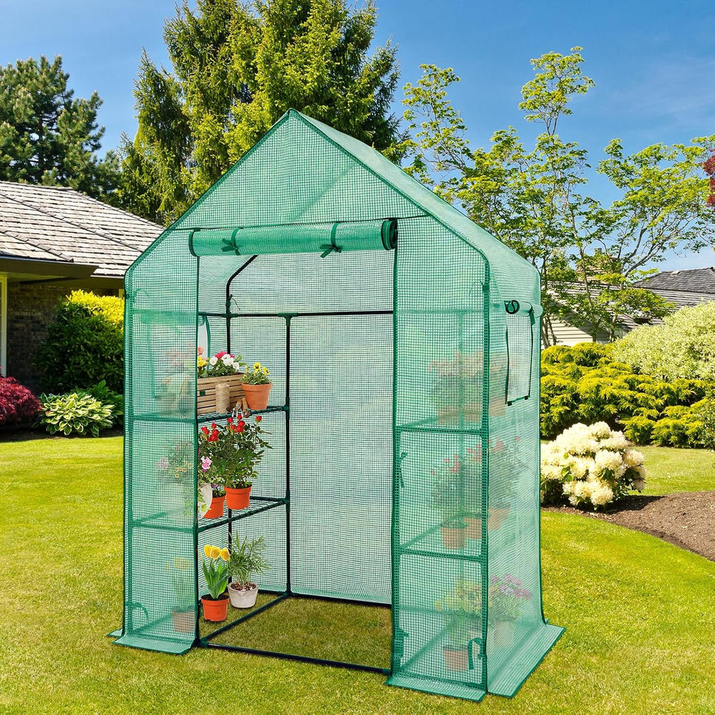 coos bay walk in mini greenhouse with windows, close-up detail