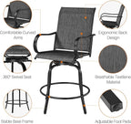 Yaheetech Patio Swivel Barstools Outdoor Chairs Set of 6, High Bistro Stools Outdoor Furniture, All-Weather Patio Stools for Outside, Beach, Lawn, Poolside and Garden, Black