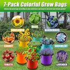 15 Gallon Grow Bags, 7 Pack Colorful Fabric Plant Pots with Handles for Garden and Outdoor Planting