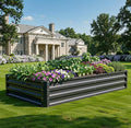 YITAHOME 72x36x12 in 2pcs Galvanized Raised Garden Bed Kit, Large Metal Planter Box with Gloves & Support Rod, Outdoor Flower Bed for Plants Vegetables, Black