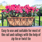 LaLaGreen Wall Planters - 2 Pack, 16 Inch Window Flower Boxes Outdoor, Deck Railing Hanging Metal Wire Basket Black with Coco Liners Horse Troughs Fence Balcony Garden Farmhouse Patio Porch Over Rail