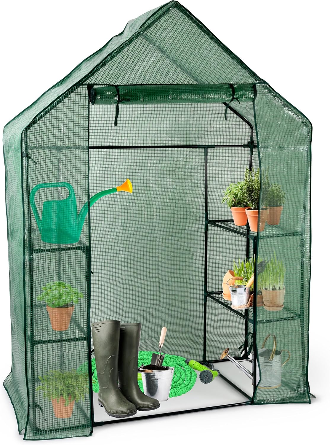 kinzo garden greenhouse - with several storeys shown in use