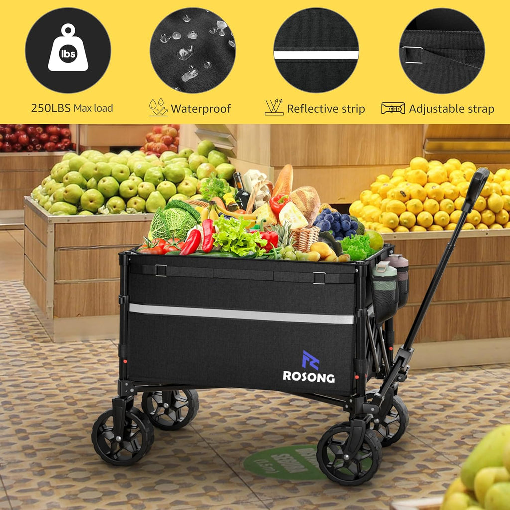 rosong collapsible wagon cart with wheels foldable, close-up detail