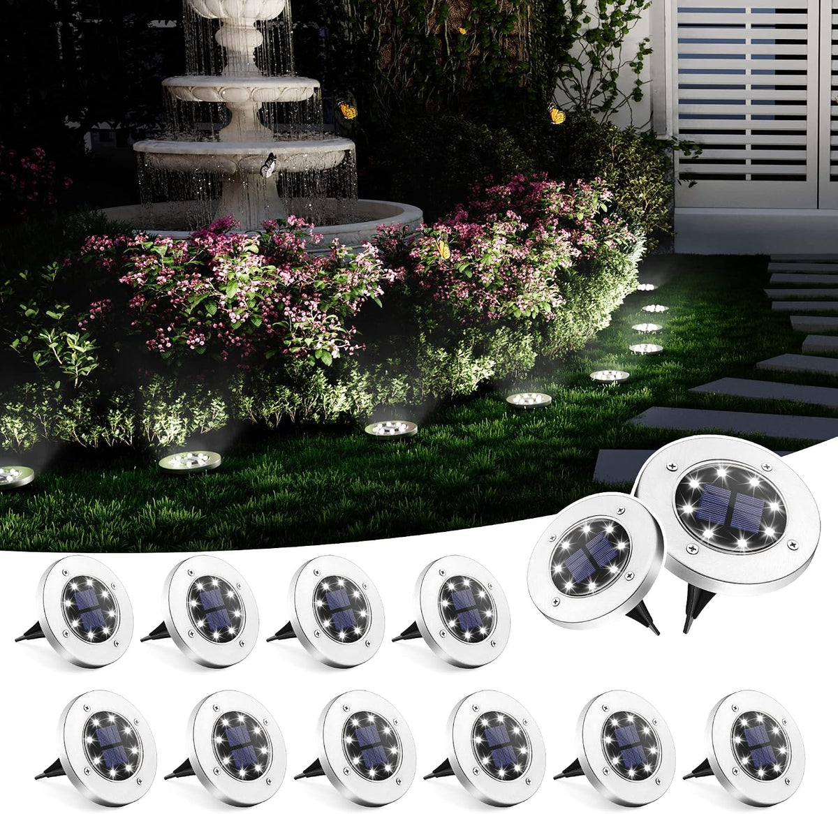 solpex solar ground lights outdoor, garden lights 12, main product view
