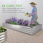 12x4x1FT Galvanized Raised Garden Bed Kit,Vegetable Boxes-Rectangle Metal Flower Box,Large Planter Raised Beds Outdoor Garden for Planting,Fruit,Herb-Silver