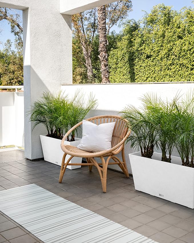 Veradek Pure Series Midori Trough Planter - Large Rectangular Planter for Indoor or Outdoor Deck/Porch | Durable All-Weather Use with Drainage Holes | Modern Decor for Shrubs, Flowers, Small Plants