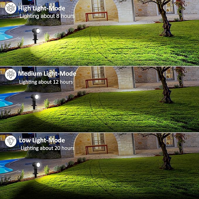 MEIHUA 6 in 1 Solar Spot Lights Outdoor, Solar Landscape Spotlights 2700K/4000K/6500K, 3 Brightness & Remote Control, IP66 Waterproof Spotlights Outdoor Garden for Pathway Driveway Tree